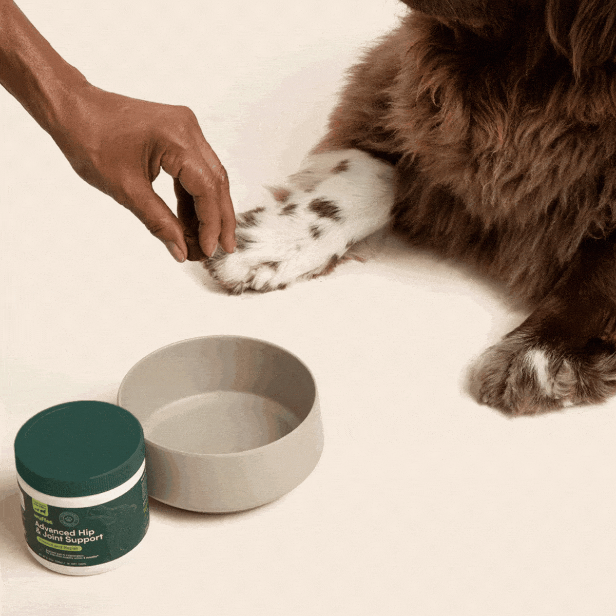 Wuffes Advanced Dog Hip and Joint Supplement with Glucosamine, Chondroitin, Omega 3, MSM, and Green Lipped Mussel, 120 Pork Flavored Chews for Small and Medium Dog Breeds 180g